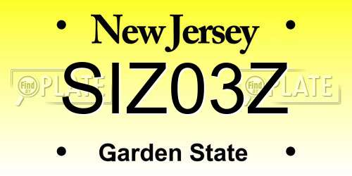 SIZ03Z New Jersey License Plate