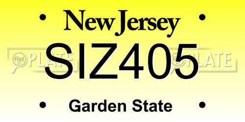 SIZ405 New Jersey License Plate