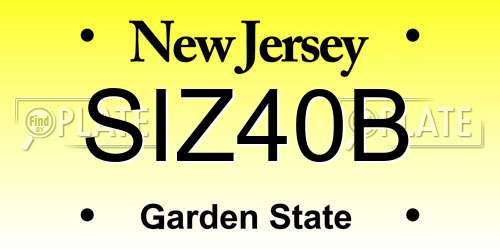 SIZ40B New Jersey License Plate