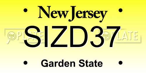 SIZD37 New Jersey License Plate