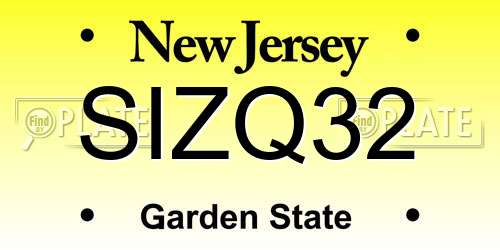 SIZQ32 New Jersey License Plate