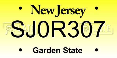 SJ0R307 New Jersey License Plate