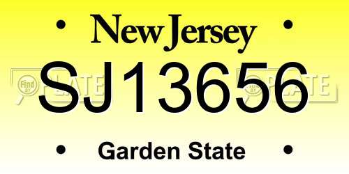SJ13656 New Jersey License Plate