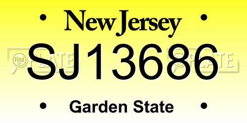 SJ13686 New Jersey License Plate