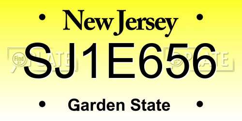 SJ1E656 New Jersey License Plate