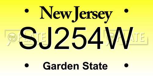 SJ254W New Jersey License Plate