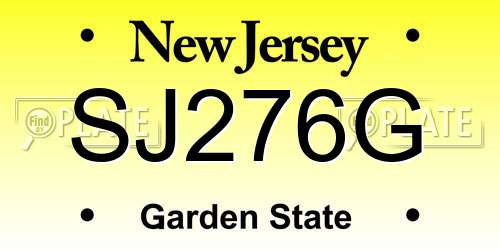 SJ276G New Jersey License Plate