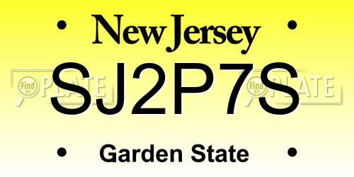 SJ2P7S New Jersey License Plate