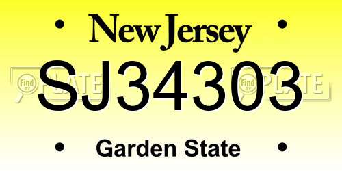 SJ34303 New Jersey License Plate