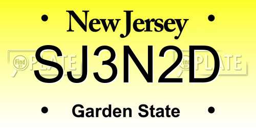 SJ3N2D New Jersey License Plate