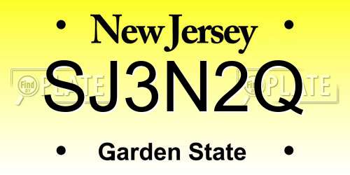 SJ3N2Q New Jersey License Plate