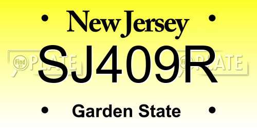 SJ409R New Jersey License Plate
