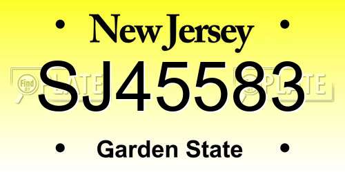 SJ45583 New Jersey License Plate