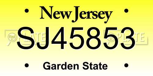 SJ45853 New Jersey License Plate