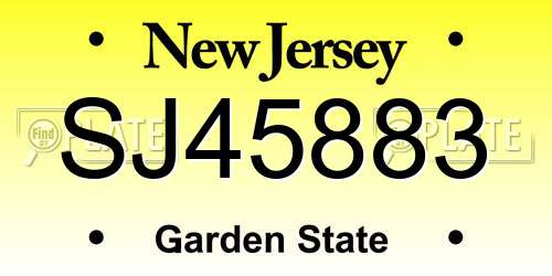 SJ45883 New Jersey License Plate
