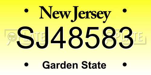 SJ48583 New Jersey License Plate