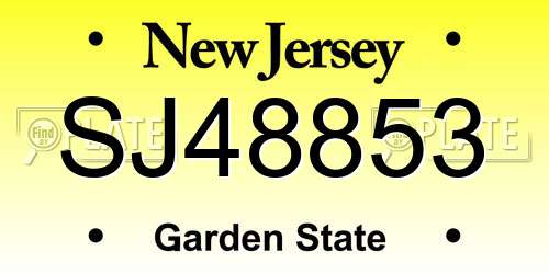 SJ48853 New Jersey License Plate