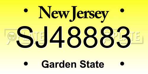 SJ48883 New Jersey License Plate