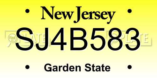 SJ4B583 New Jersey License Plate
