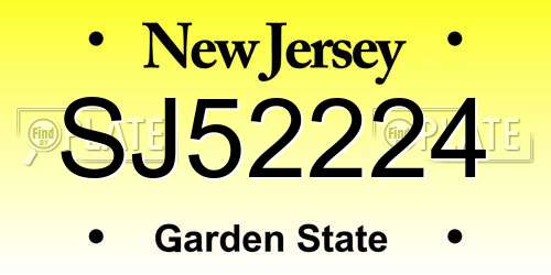 SJ52224 New Jersey License Plate