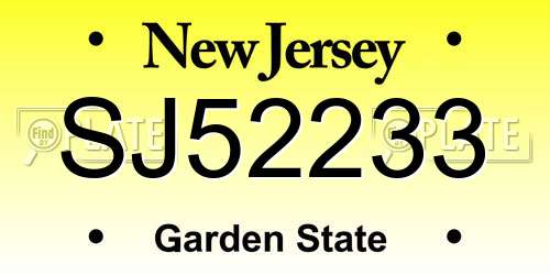 SJ52233 New Jersey License Plate