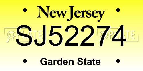 SJ52274 New Jersey License Plate