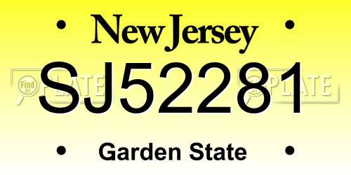 SJ52281 New Jersey License Plate