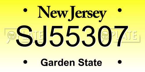 SJ55307 New Jersey License Plate