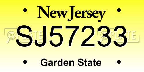 SJ57233 New Jersey License Plate