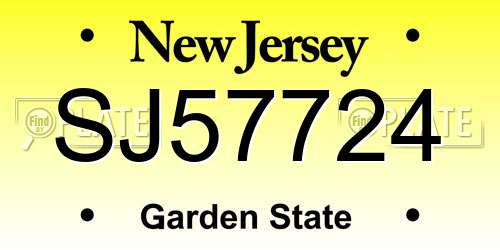 SJ57724 New Jersey License Plate