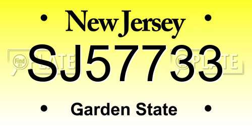SJ57733 New Jersey License Plate
