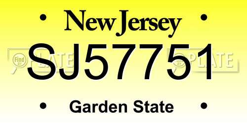 SJ57751 New Jersey License Plate