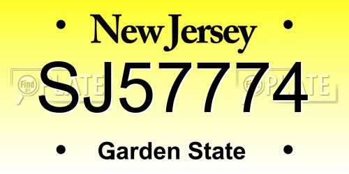 SJ57774 New Jersey License Plate