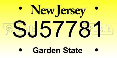 SJ57781 New Jersey License Plate