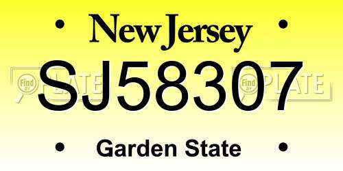 SJ58307 New Jersey License Plate