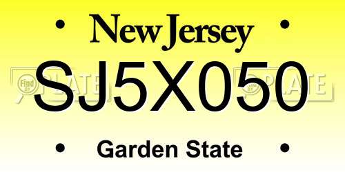 SJ5X050 New Jersey License Plate
