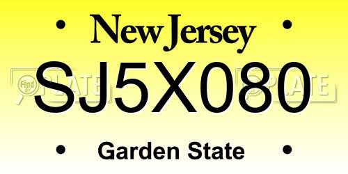 SJ5X080 New Jersey License Plate
