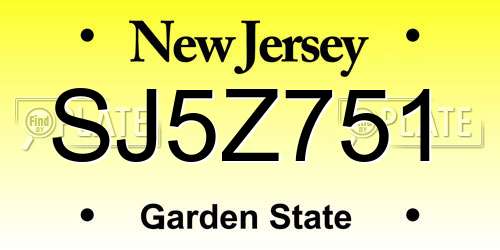 SJ5Z751 New Jersey License Plate