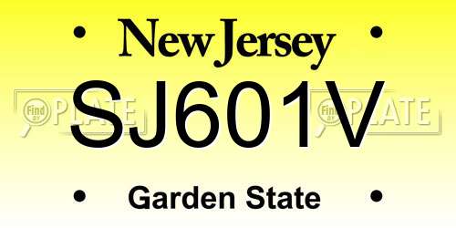 SJ601V New Jersey License Plate