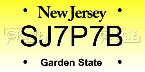 SJ7P7B New Jersey License Plate