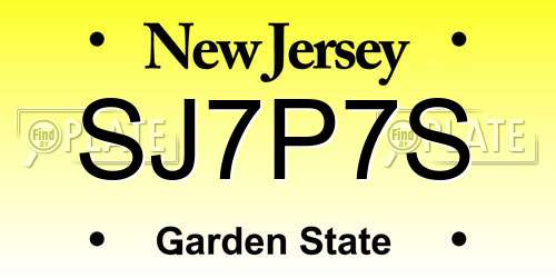 SJ7P7S New Jersey License Plate