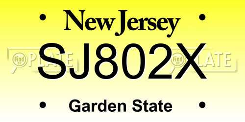 SJ802X New Jersey License Plate