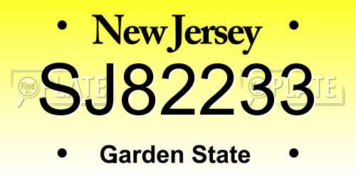 SJ82233 New Jersey License Plate