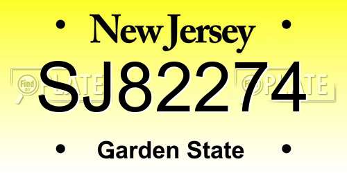 SJ82274 New Jersey License Plate