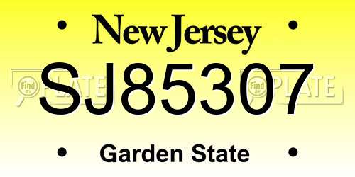 SJ85307 New Jersey License Plate