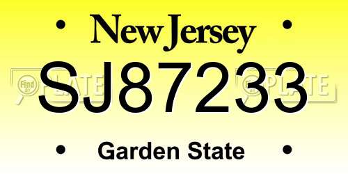 SJ87233 New Jersey License Plate