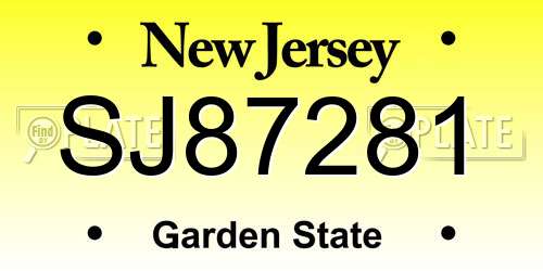 SJ87281 New Jersey License Plate