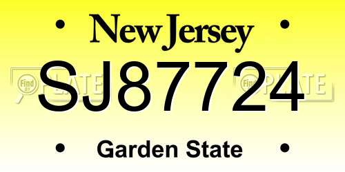 SJ87724 New Jersey License Plate