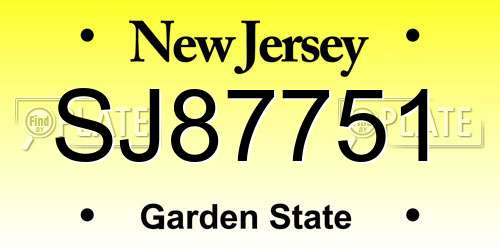 SJ87751 New Jersey License Plate