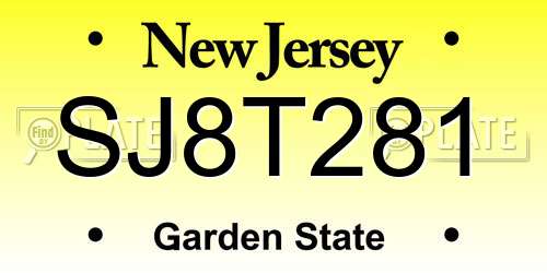 SJ8T281 New Jersey License Plate